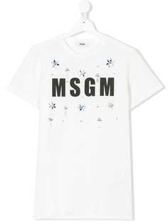 Msgm Kids декорированная футболка с логотипом