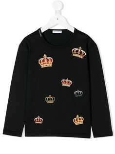 Dolce & Gabbana Kids футболка с вышитыми коронами