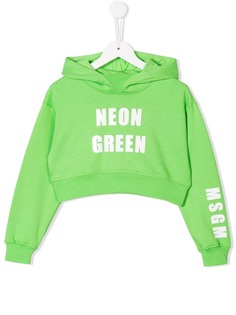 Msgm Kids укороченное худи с принтом