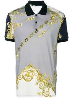 Versace Collection рубашка-поло с принтом листьев