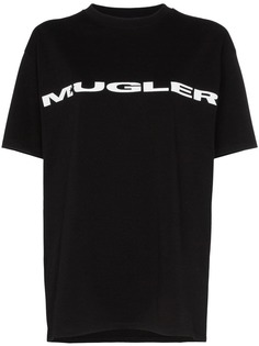 Mugler футболка с контрастным принтом логотипа