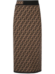 Fendi юбка миди с монограммами