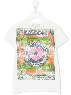 Gucci Kids футболка с принтом с логотипом с эффектом потертости