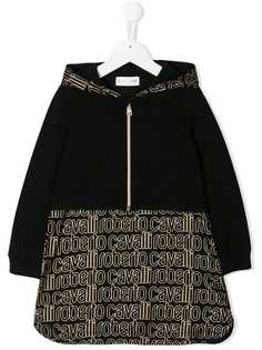 Roberto Cavalli Junior платье-худи с принтом логотипа