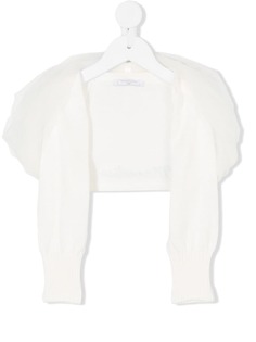 Monnalisa трикотажный кардиган с отделкой из тюля