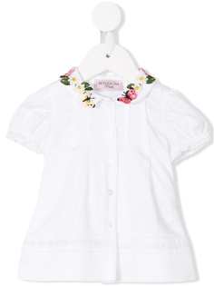 Monnalisa блузка с цветочной вышивкой