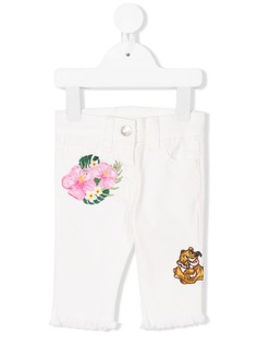 Monnalisa джинсы с вышитыми гибискусами