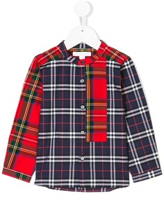 Burberry Kids рубашка в клетку с воротником-мандарин