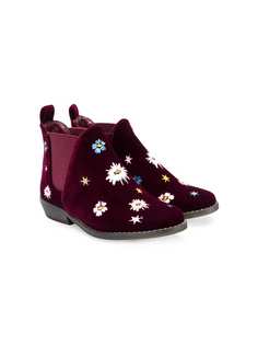 Stella Mccartney Kids бархатные ботинки челси с цветочной вышивкой