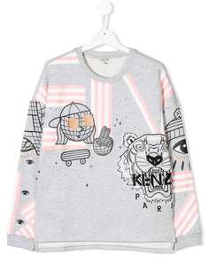 Kenzo Kids топ с длинными рукавами и принтом