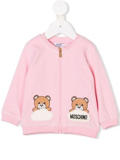 Moschino Kids кардиган на молнии с плюшевым медведем и логотипом