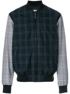 Stussy куртка-бомбер в клетку с контрастными рукавами