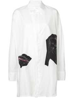 Yohji Yamamoto рубашка в стиле оверсайз с аппликацией