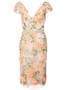 Marchesa Notte кружевное платье с цветочной вышивкой