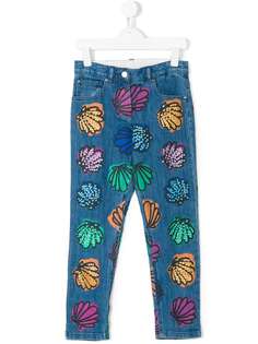 Stella Mccartney Kids приталенные джинсы с ракушками