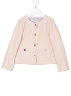 Herno Kids faux-leather collarless jacket