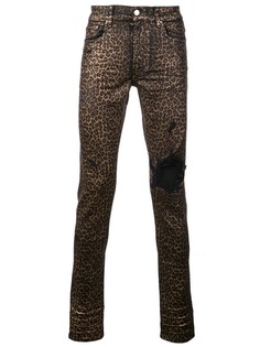 Amiri джинсы с леопардовым принтом