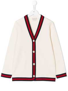 Gucci Kids удлиненный кардиган с полосками по краю