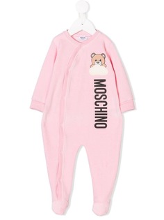 Moschino Kids велюровая пижама Teddy с принтом логотипа