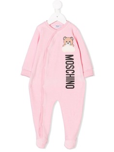 Moschino Kids велюровая пижама Teddy с принтом логотипа