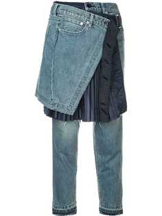 Sacai укороченные джинсы с юбкой