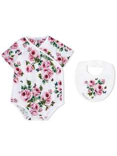 Dolce & Gabbana Kids комплект из боди и нагрудника с розами