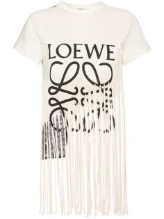 Loewe футболка с логотипом и бахромой