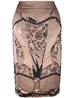 Christian Dior Vintage кружевная юбка с принтом