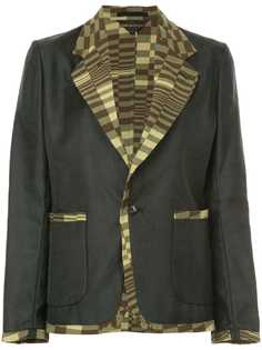 Comme Des Garçons Vintage облегающий пиджак с принтом на воротнике и окантовке