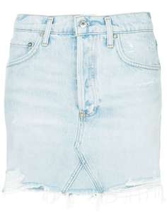 Agolde джинсовая юбка мини с необработанными краями