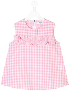 Msgm Kids топ в клетку "гингем" с оборками