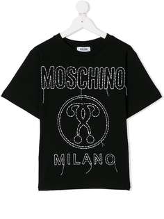 Moschino Kids embroidered logo maxi T-shirt
