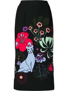 Essentiel Antwerp юбка миди Reglisse с цветочным принтом