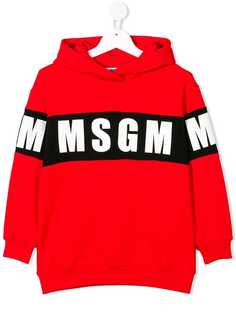 Msgm Kids толстовка с капюшоном и принтом логотипов