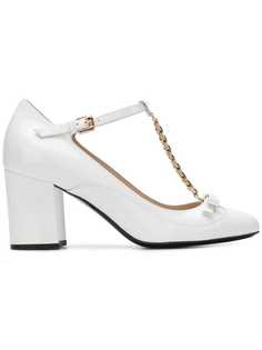 Nº21 chain-embellished T-bar pumps