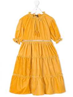 Velveteen длинное платье с короткими рукавами