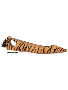 Aquazzura туфли-лодочки с тигровыми полосками на плоской подошве