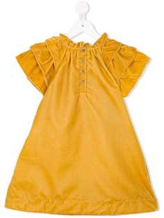 Velveteen ruffle layer sleeve dress