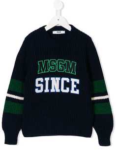 Msgm Kids свитер с заплаткой с логотипом