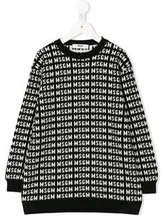 Msgm Kids свитер с логотипами вязки интарсия
