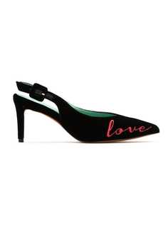 Blue Bird Shoes velvet Love Kills slingback pumps