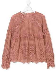 Pinko Kids TEEN embellished lace sweater