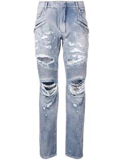 Balmain джинсы в байкерском стиле