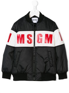 Msgm Kids куртка-бомбер с принтом логотипа