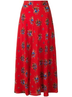 Ganni удлиненная юбка с цветочным принтом