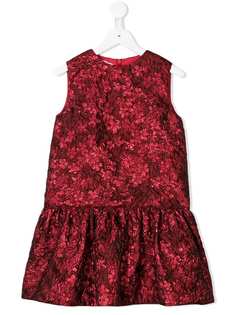 Oscar De La Renta Kids жаккардовое платье с цветочным узором металлик