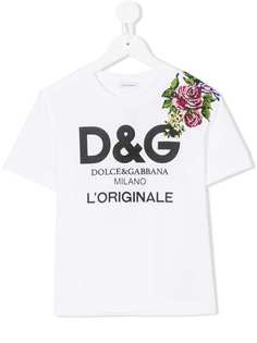 Dolce & Gabbana Kids футболка с цветочной вышивкой