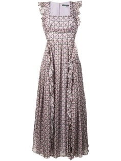 Alexa Chung длинное платье с отделкой оборками