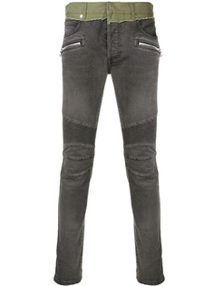 Balmain байкерские джинсы с контрастными панелями