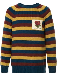 Kent & Curwen полосатый джемпер с заплаткой с розой